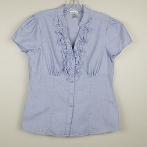 Harvé Bernard | Button Ruffle Blouse | Sz M